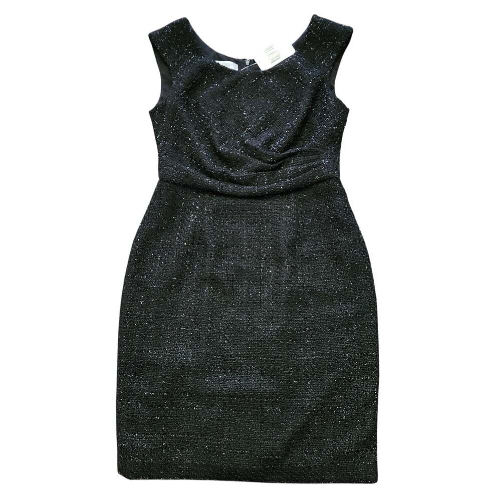 NWT Kay Unger Black Tweed Metallic Dress Size 12